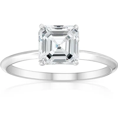 Pompeii3 2ct Asscher Solitaire Moissanite Engagement Ring In White Yellow Or Rose Gold In Multi