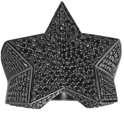 Pompeii3 2ct Black Diamond Star Men's Ring 10k Black Gold In Pink
