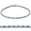 Pompeii3 2ct Blue & White Alternating Diamond Tennis Bracelet 14k White Gold 7" In Blue