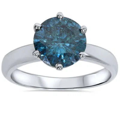 Pompeii3 2ct Blue Diamond Solitaire Engagement Ring 14k White Gold In Multi