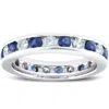 Pompeii3 2ct Blue Sapphire & Diamond Channel Set Eternity Ring 14k White Gold In Blue