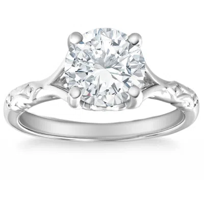 Pompeii3 2ct Certified Round Diamond Platinum Solitaire Diamond Engagement Ring Lab Grown In Silver
