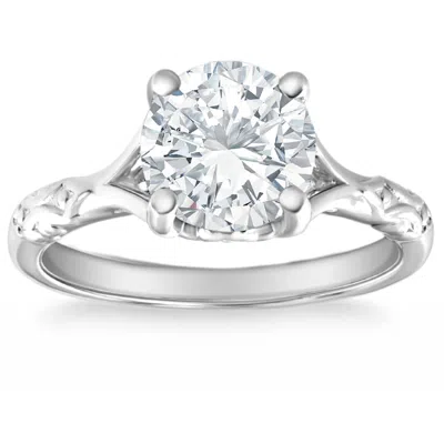 Pompeii3 2ct Certified Round Diamond Platinum Solitaire Diamond Engagement Ring Lab Grown In White