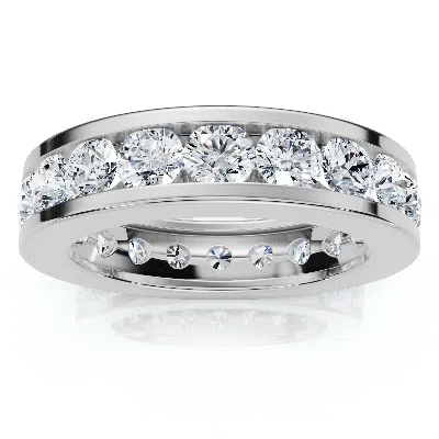 Pompeii3 2 Ct Channel Set Round Diamond Eternity Ring 14k White Gold Size Selectable In Metallic