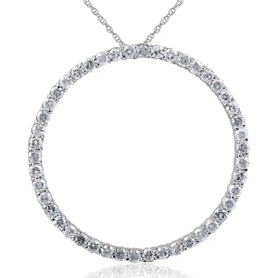 Pompeii3 2ct Circle Eternity 14k White Gold Diamond Pendant In Silver