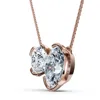 Pompeii3 2ct Cushion And Oval Two Stone Diamond Pendant 14k Gold Or Pt Lab Grown In Gold