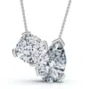 Pompeii3 2ct Cushion And Pear Two Stone Diamond Pendant 14k Gold Or Pt Lab Grown In Metallic