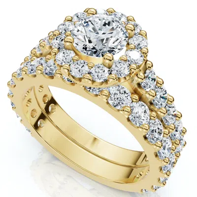 Pompeii3 2ct Diamond Engagement Wedding Engagement Ring Set 10k Gold Lab Grown In Metallic