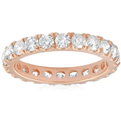 Pompeii3 2ct Diamond Eternity Ring 14k Rose Gold U Prong Stackable Wedding Band In Silver