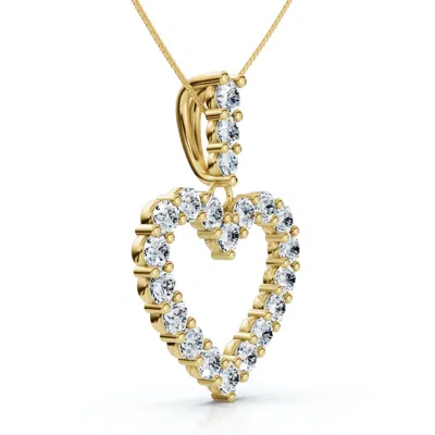 Pompeii3 2ct Diamond Heart Penant 14k Gold Lab Grown Women's Necklace 18"