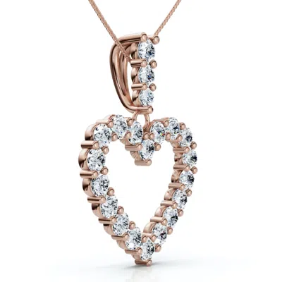Pompeii3 2ct Diamond Heart Penant 14k Gold Lab Grown Women's Necklace 18" In Multi