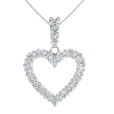 Pompeii3 2ct Diamond Heart Penant 14k Gold Lab Grown Women's Necklace 18" In White