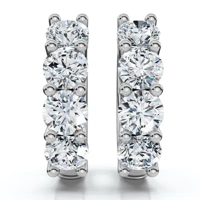 Pompeii3 2ct Diamond Hoops Small 14k White Or Yellow Gold Lab Grown 5/8" Tall In Silver