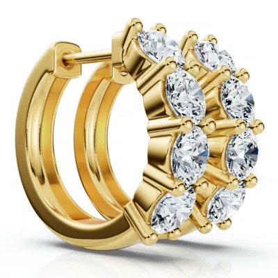 Pompeii3 2ct Diamond Hoops Small 14k White Or Yellow Gold Lab Grown 5/8" Tall In Multi