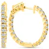 Pompeii3 2ct Diamond Inside Outside 14k Yellow Gold Hoops 10 Grams Lock 1" Tall In Multi