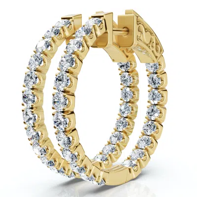 Pompeii3 2ct Diamond Inside Outside Hoops 14k Gold Lab Grown 1" Tall