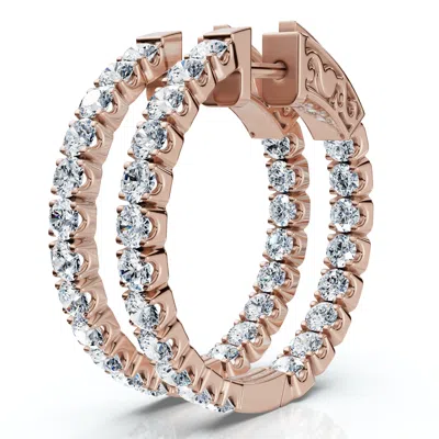 Pompeii3 2ct Diamond Inside Outside Hoops 14k Gold Lab Grown 1" Tall