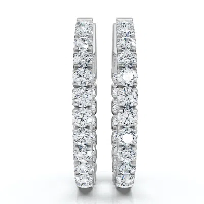 POMPEII3 2CT DIAMOND INSIDE OUTSIDE HOOPS 14K GOLD LAB GROWN 1" TALL