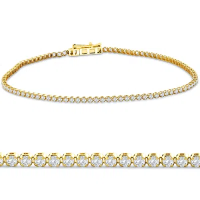 Pompeii3 2ct Diamond Lightweight 7" Tennis Bracelet 14k Gold Lab Grown In Silver