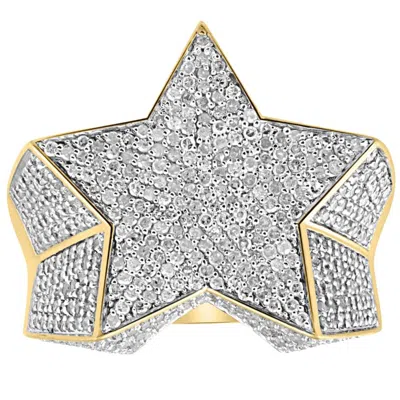 Pompeii3 2ct Diamond Men's 10k Yellow Gold Star Ring In Pink