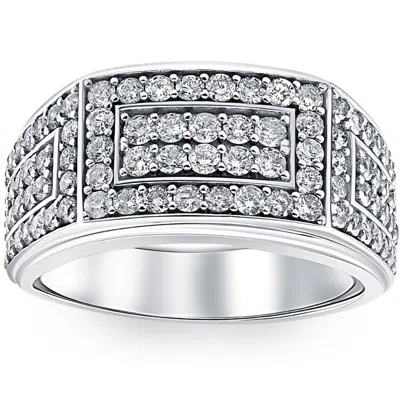 Pompeii3 2ct Diamond Mens Ring In 10k White Or Yellow Gold In Silver