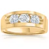 Pompeii3 2ct Diamond Mens Three Stone Ring 10k Yellow Gold In Multi