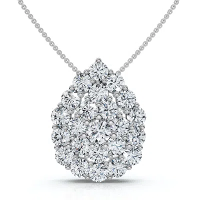 Pompeii3 2ct Diamond Pear Shape Pave Pendant 14k Gold Necklace Lab Grown In Silver