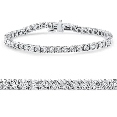 Pompeii3 2ct Diamond Tennis Bracelet 7" Double Lock Clasp Lab Grown 925 Silver In Metallic