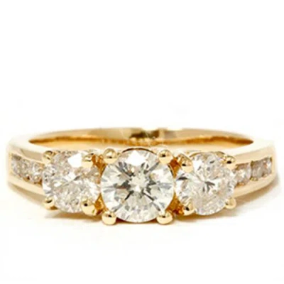 Pompeii3 2ct Diamond Three Stone Engagement Ring 14k Yellow Gold Channel Set Round Cut In Silver