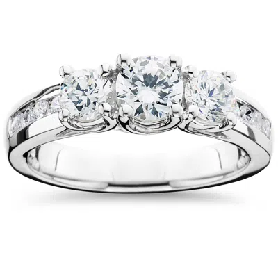 Pompeii3 2ct Diamond Three Stone Ring 14k White Gold In Silver