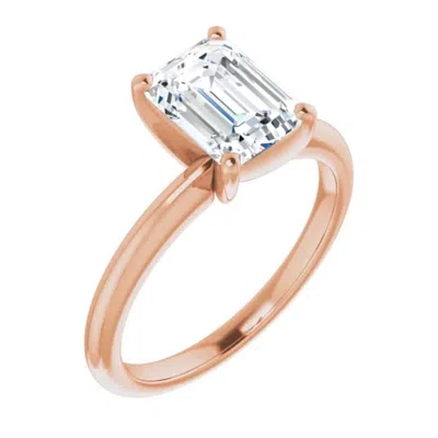Pompeii3 2ct Emerald Solitaire Moissanite Engagement Ring In White Yellow Or Rose Gold