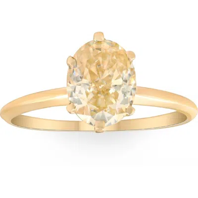 Pompeii3 2ct Fancy Yellow Oval Solitaire Moissanite Engagement Ring 14k Yellow Gold In Silver