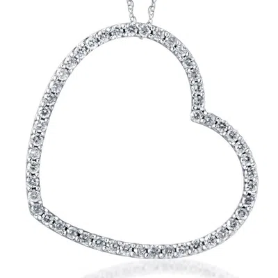 Pompeii3 2ct Heart Shaped Huge Diamond Pendant Necklace 10k White Gold In Silver