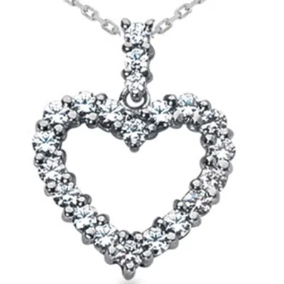 Pompeii3 2ct Huge Diamond Heart Pendant 14k White Gold In Silver