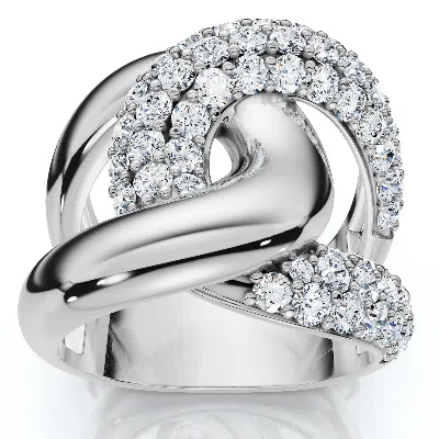 Pompeii3 2ct Interlocked Brittany Diamond Ring 10k Gold Lab Grown Right Hand Band In Silver