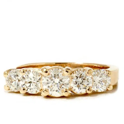 Pompeii3 2ct Lab Created Diamond 5-stone Engagement Anniversary Ring 14k Yellow Gold In Silver