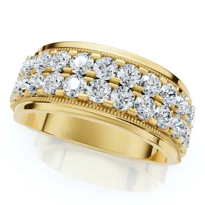 Pompeii3 2ct Men's Diamond Double Row Wedding Ring Polished Band In White Or Yellow Gold