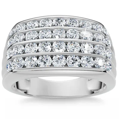 Pompeii3 2ct Men's Diamond Multi-row Ring 10k White Gold