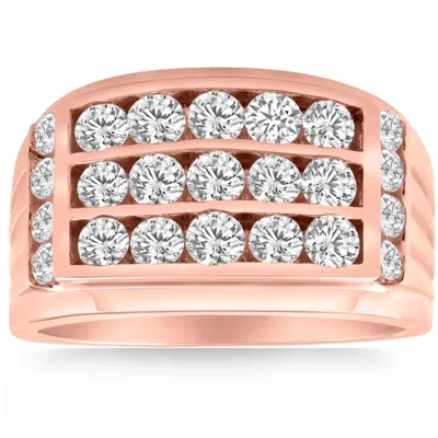 Pompeii3 2ct Men's Diamond Ring In 14k Gold Lab Grown Multi-row Channel Set