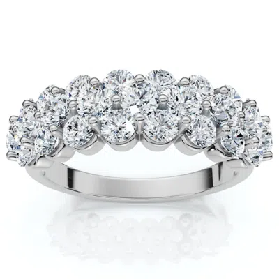 Pompeii3 2ct Multi Row Diamond Anniversary Ring 14k Gold Lab Grown In Silver