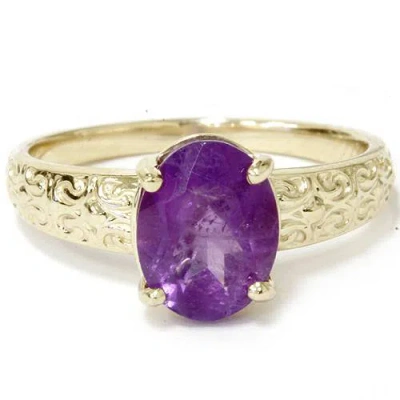 Pompeii3 2ct Oval Amethyst Vintage Ring 14k Yellow Gold In Purple