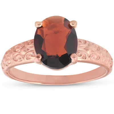 Pompeii3 2ct Oval Garnet Vintage Engagement Ring 10k Rose Gold In Multi