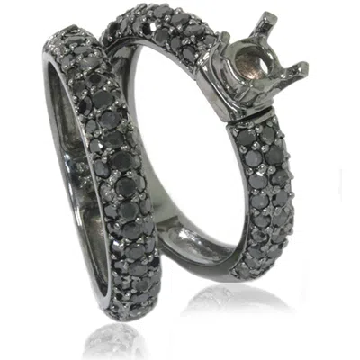 Pompeii3 2ct Pave Black Diamond Mount Semi Mount Set 14k White Gold In Multi