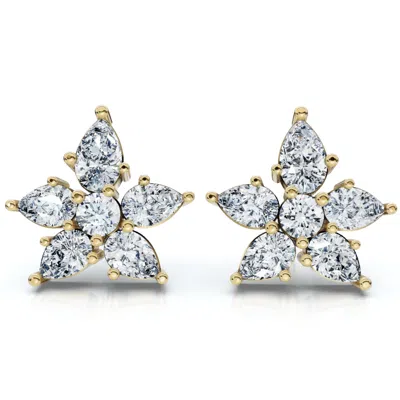 Pompeii3 2ct Pear Shape Cluster Diamond Earrings 14k Gold Lab Grown Women's In Silver
