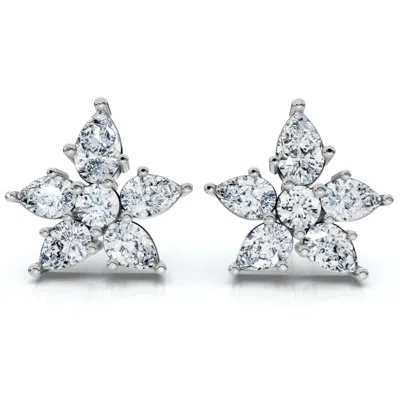 Pompeii3 2ct Pear Shape Cluster Diamond Earrings 14k Gold Lab Grown Women's In White