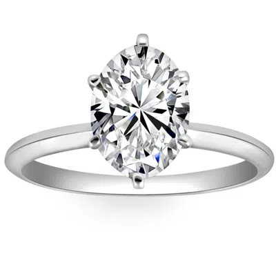 Pompeii3 2ct Platinum Oval Diamond 6-prong Solitaire Engagement Ring Lab Grown In Silver