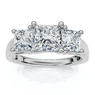 Pompeii3 2ct Princess Cut Diamond Engagement Ring 14k White Gold Lab Grown In Metallic