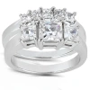 Pompeii3 2ct Princess Cut Diamond Ring Set 14k Gold In Silver