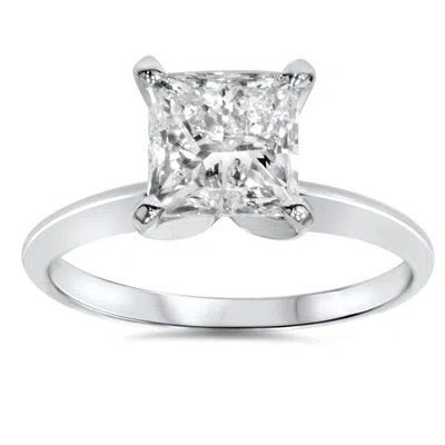 Pompeii3 2ct Princess Cut Diamond Solitaire Engagement Ring 14k White Gold In Silver