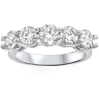 Pompeii3 2ct Real Round Solitaire Diamond Wedding Anniversary 14k White Gold Ring Size Selectable In Metallic